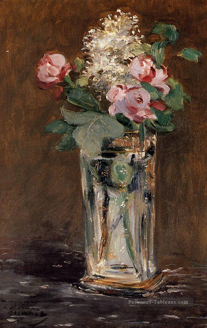 Fleurs dans un vase en cristal fleur impressionnisme Édouard Manet Peintures à l'huile